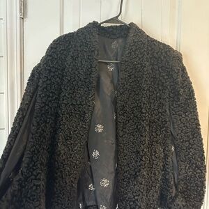 Vtg Persian Lamb Curly Wool Capelet 1940s Union Tag National Coat And Suit Comp